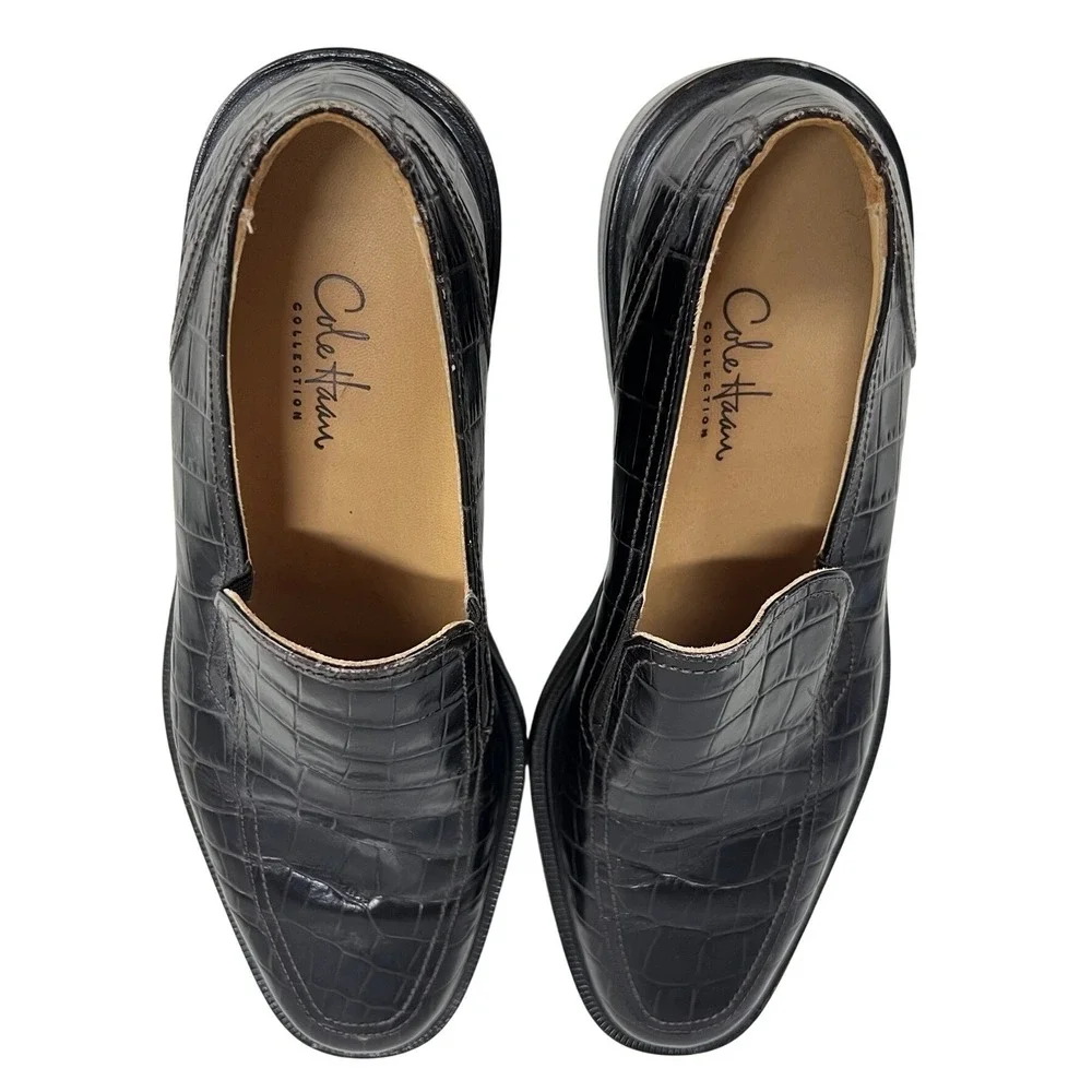 Cole Haan Collection Mens Dark Brown Crocodile Leather Slip On Loafers Size 8 M‎